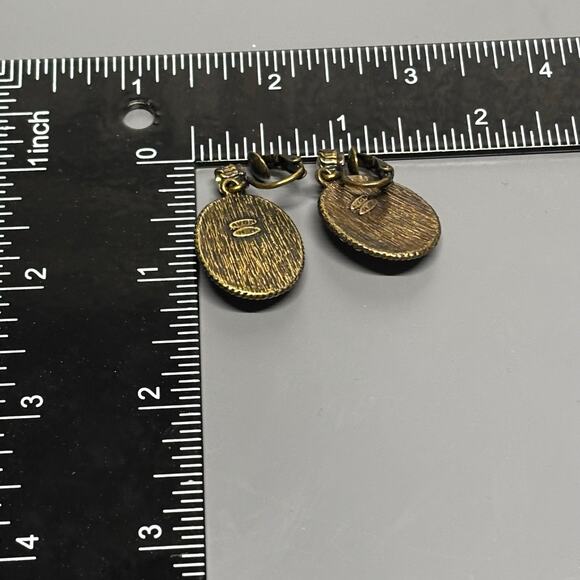 Avon Clip On Earrings Women Yellow Rhinestone Oval Vintage Jewelry - Picture 7 of 8